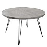 Riess Ambiente Runder Esstisch Scorpion 80cm grau Mango Hairpin Legs Retro Design, Küchentisch, Massivholz-Esstisch für Deinen Essbereich