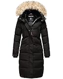 MARIKOO Damen Winter Jacke Stepp Parka Mantel Winterjacke warm gefüttert Kunstpelz Schneesternchen XS-XXL (DE/NL/SE/PL, Alphanumerisch, XL, Regular, Regular, Schwarz)
