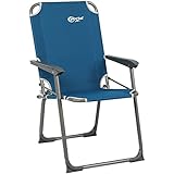Portal Campingstuhl faltbar Klappstuhl Camping bis 150kg belastbar leicht Angelstuhl Strandstuhl klappbar hohe Rückenlehne für Outdoor Garten Festival Blau