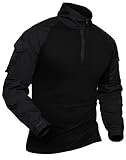 XKTTAC Combat Shirt Tactical mit 2-4 Taschen Herren Militär Ausrüstung Security Outdoor Polizei Hemd Bundeswehr Paintball Airsoft(B-bk/2 Taschen,L)