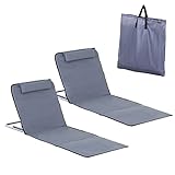 Outsunny Strandmatte, 2er Set, Faltbare Strandmatratze, Sonnenmatte, 5-stufige Höhe, mit Tragetasche, Stahl, 134 x 48 x 36-45 cm