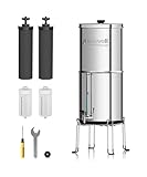Purewell 6-Stufiges Schwerkraft-Ultrafiltrations-Wassersystem, mit Glas Wasserstandsanzeiger, 304-Edelstahl-Arbeitsplatten-System mit 4 Elementen und Halterungen, Reduziert Fluorid und Chlor 5,7 Litre