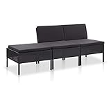 vidaXL Gartenmöbel 3-TLG. mit Auflagen Sitzgruppe Garten Garnitur Lounge Sofa Sitzgarnitur Gartenset Gartensofa Mittelsofa Fußhocker Poly Rattan Grau