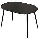 TRISENS Esstisch Rodrigo ausziehbar 120-150-180 x 80 cm 4-10 Personen Ovaler Küchentisch mit Metallgestell für Küche, Esszimmer Holz Optik, Farbe:Schwarz