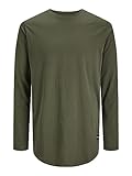 JACK & JONES Herren Jjenoa Tee O-Neck Noos Langarmshirt, Forest Night, L EU