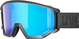 uvex athletic CV - Skibrille für Damen und Herren - Filterkategorie 2 - beschlagfrei - black matt/blue-green - one size
