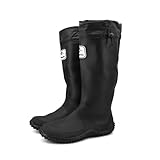 JOMIX Unisex Gummistiefel Damen Herren Faltbar Hoch Regenstiefel Wasserdichte Rutschfest Leicht PVC Stiefel Garten Regenschuhe (YXW2507, Schwarz, 38-39 EU)
