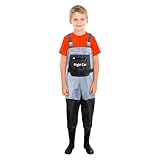 Night Cat Wathose Für Kinder Wathose mit Stiefeln wasserdichte Atmungsaktive Crosswater Waders Blau