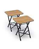 qeedo Garry 2er-Set Camping Hocker klappbar - Sitzhocker Bambus Holz