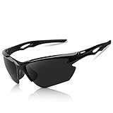 BONDDI Fahrradbrille, Sportbrille für Herren Damen, TR 90 Unbreakable Frame Polarisierte Sportsonnenbrille mit UV400 Schutz, für Radfahren Golf Baseball Laufen Wandern (Schwarz Grau)