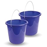 Eimer (2 Stück) Haushaltseimer, 10 Liter, in vers. Farben, Putzeimer aus Stabilem Kunststoff, lebensmittelecht, BPA-frei, Made in EU (Dunkelblau)