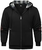 SPEEDRUN Winterjacke Herren Full Zip mit Karierte Kapuze Sweatjacke Herren Fleecejacke Männer Hoodies Gefüttert Reißverschluss Herbst Warm Winddicht Casual Outdoor Sport