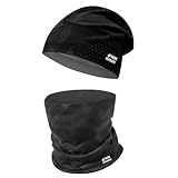 WK IEASON Winter Thermofleece Mütze Halswärmer Set, Winter Laufmütze und Thermosnoods, Unisex Schal und Fleece Mütze für Laufen Joggen Skifahren Radfahren Snowboarden Klettern Outdoor Sport