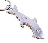 Sportigo ® Hai Schlüsselanhänger mit Flaschenöffner in der Farbe Silber/Flaschen Öffner Anhänger/Geschenk Vater Geschenkidee