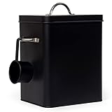 Theo&Cleo Waschmittel Aufbewahrung 6.5L, Metall Waschpulver Box, Aufbewahrungsbox für Hundefutter, Katzenfutter, Kaffeebohnen (Kohle)