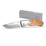 RICHARTZ LEO 200 olive | Arbeitsmesser mit robuster Edelstahlklinge und edlem Olivenholzgriff | Einhandmesser mit ergonomischen Griffmulden | Klappmesser mit Back-Lock-Klingenverriegelung