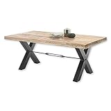 DEHLI Esstisch Massivholz Mango - Hochwertiger Esszimmertisch mit X-förmigem Metallgestell für Ihr Esszimmer - 200 x 77 x 100 cm (B/H/T)