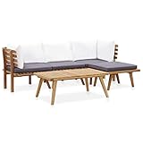 vidaXL Akazienholz Massiv Gartenmöbel 5-TLG. Gartenset Sitzgruppe Garten Garnitur Lounge Sofa Sitzgarnitur Gartensofa Ecksofa Mittelsofa