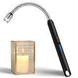 LcFun Stabfeuerzeug, Lichtbogen Feuerzeug Elektrisch, Elektrisches Feuerzeug Lang Winddicht USB Feuerzeuge für Küche Camping Feuerwerk (Schwarz)