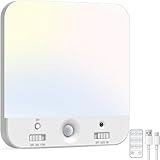 Peasur Akku Lampe mit Bewegungsmelder Innen, 16cm Kabellos LED Deckenleuchte Dimmbar mit Batterie Wiederaufladbar, 3000K/4000K/6500K, Deckenlampe mit Fernbedienung für Treppe Flur Keller Abstellraum