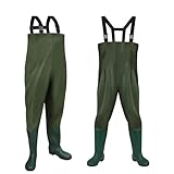 Jiubiaz Wathose 70D Nylon Composite PVC Angelhose, mit rutschfesten Gummistiefeln, Teichhose, Hochwasserhose, geeignet für Baustellen, Angeln, Bauernhöfe, Gärten (42/43L)