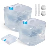 KUWUNG Wasserkanister Faltbar, 2 Stück 10L Wasserkanister Mit Hahn und Tragegriff, Trinkwasserkanister Wasserbehälter,Wassertank Camping,für Outdoor-Camping,Wandern und Wasser notfallvorsorge