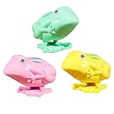 Csafyrt 3pcs springende Frösche, Plastik -Cartoon -Uhrwerke winden Sich Frösche, niedliche Kinderspielzeug für Jungen, Mädchen