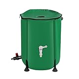 WYYUE Faltbar Regentonne - 100 Liter Regenwassersammler mit Reißverschlussdeckel - Regenwassertonne Wassertank für die Notfallvorsorge—Dunkelgrün
