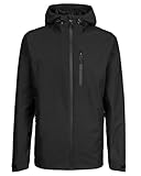 The ScotchMan M Wasserdichte Ultraleichte Outdoor Regenjacke Windbreaker Übergangsjacke Damen Herren Reißverschlüsse durch verschweißte Nähte Geschütz Packbar Schwarz