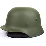 SYLPHID Outdoor WW2 Germany M35 Stahlhelm Stahlhelm Zweiten Weltkrieg Bundeswehr Helm mit Lederfutter (grün)