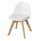 WOLTU Kinderstühle mit Holzbeinen, Stuhl für Kinder, Sitzhöhe 33 cm, Stabile Kinder Stühle mit Rückenlehne für Kinderzimmer, Sitzgruppe Kindertisch, 56 x 38 x 33 cm, Weiß