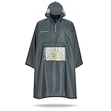 STANDWERK® Regenponcho grau/Unisex – der Lange Regenschutz mit Ärmel, Reißverschluss und Brusttasche