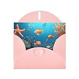 PEGQCVAM Korallenfisch-Unterwasser-Grußkarte. Pinke Luxus-Perlglanz-Grußkarte, Premium-Karton für alle Anlässe