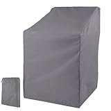 Lyivisk Gartenstühle Abdeckung Wasserdicht 210D Oxford Schutzhülle für Stapelstühle Hochlehner Gartenmöbel Winterfest UV-Beständig Winddicht Abdeckhaube 64x64x70/120cm (Grau)