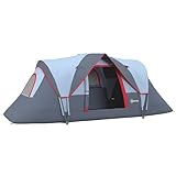Outsunny Campingzelt für 5-6 Personen stabil wasserdicht Familienzelt mit Eingang Fenster Packtasche, Zelt mit 3000mm Wassersäule Tunnelzelt für Camping Reise Garten, Hellgrau