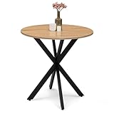 IDMarket - Esstisch, rund, Alix, 4 Personen, Spinnenfuß, Holz und Schwarz, 80 cm