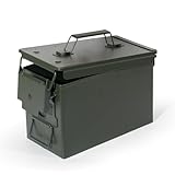 GREELUE Munitionskiste, US Ammo Box, Patronenbox, Aufbewahrungsbox für Lithiumbatterien, Munition (Armeegrün-28cm)