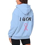 Generisch Kleidung mit monatlicher Brustkrebs-Prävention, Reißverschluss, Lange Ärmel, Tasche, Kordelzug, lässiger Fleece-Sport-Kapuzenpullover Roter Mit (Sky Blue, L)