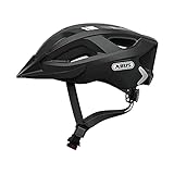 ABUS Stadthelm Aduro 2.0 - Allround-Fahrradhelm mit Licht - in sportivem Design für den Stadtverkehr - für Damen und Herren - Schwarz mit Streifen, Größe L