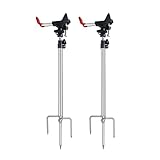 Leeko Rutenhalter, Angelrute Halter 2 Stück Zughöhenverstellung 57-87cm Edelstahl Universal Ruten Ständer 360°Verstellbar Angelrutenhalter Angelzubehör Boden Tragbar und Abnehmbar (3 Gabel Upgrade)