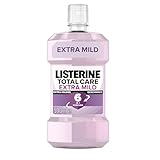 LISTERINE Total Extra Mild (500 ml), schützende Mundspülung ohne Alkohol gegen Karies mit 6 in 1 Wirkung, antibakterielles Mundwasser schützt vor Zahnfleischproblemen, bis zu 24h frischer Atem