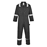 Portwest F813 Iona Sicherheitsarbeitsoverall Aus Polycotton Schwarz, M