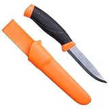 Morakniv Messer - Companion - rostfreier Sandvik Stahl 12C27 - zweifarbiger Griff - neonfarbene Scheide mit Gürtelclip, 134510