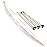 BestSaller 1265 eleganter Kinder-Bogen ca. 90cm aus Eschenholz, Holz Esche, inkl. 3 x 1204 Pfeile 40cm, Natur, 4-teilig (1 Set)