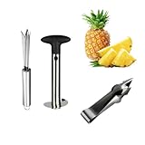 anneratteryer 3 Stück Ananasschneider Ananas Schäler Entkerner Apfel Ananas-Schneider Werkzeug mit Abnehmbarem Griff Geeignet zum Entfernen von Erdbeerstielen Tomatenstielen Ananasschalen Apfelkern