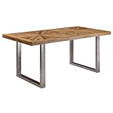 FineBuy Esstisch Mango Massivholz Küchentisch, Esszimmertisch Loft Natur, Holztisch Massiv mit Metallgestell, Industrial Tisch