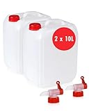 Höfer Chemie 2x10L Wasserkanister Set - BPA-frei & Lebensmittelecht - Ideales Camping Zubehör für Flüssigkeiten - Mit Ablasshahn & Schraubverschluss