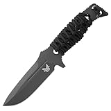 Benchmade - 375BK-1 festes Adamas-Messer, Drop-Point-Klinge, einfarbige Kante, kobaltschwarzes Skelett mit Paracord-Griff