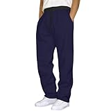 Winterhose für Herren, legere Jogginghose, Stretchhose, einfarbig, bequem, weich, elastisch, mit Kordelzug, gerades Bein, Laufhose, navy, XL