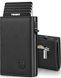 TENBST Geldbörse Herren, Slim Wallet Geldbeutel mit Münzfach & RFID Schutz, Leder Portmonee, 8 Fächer für Kreditkarten, Kartenetui Herren - Schwarz